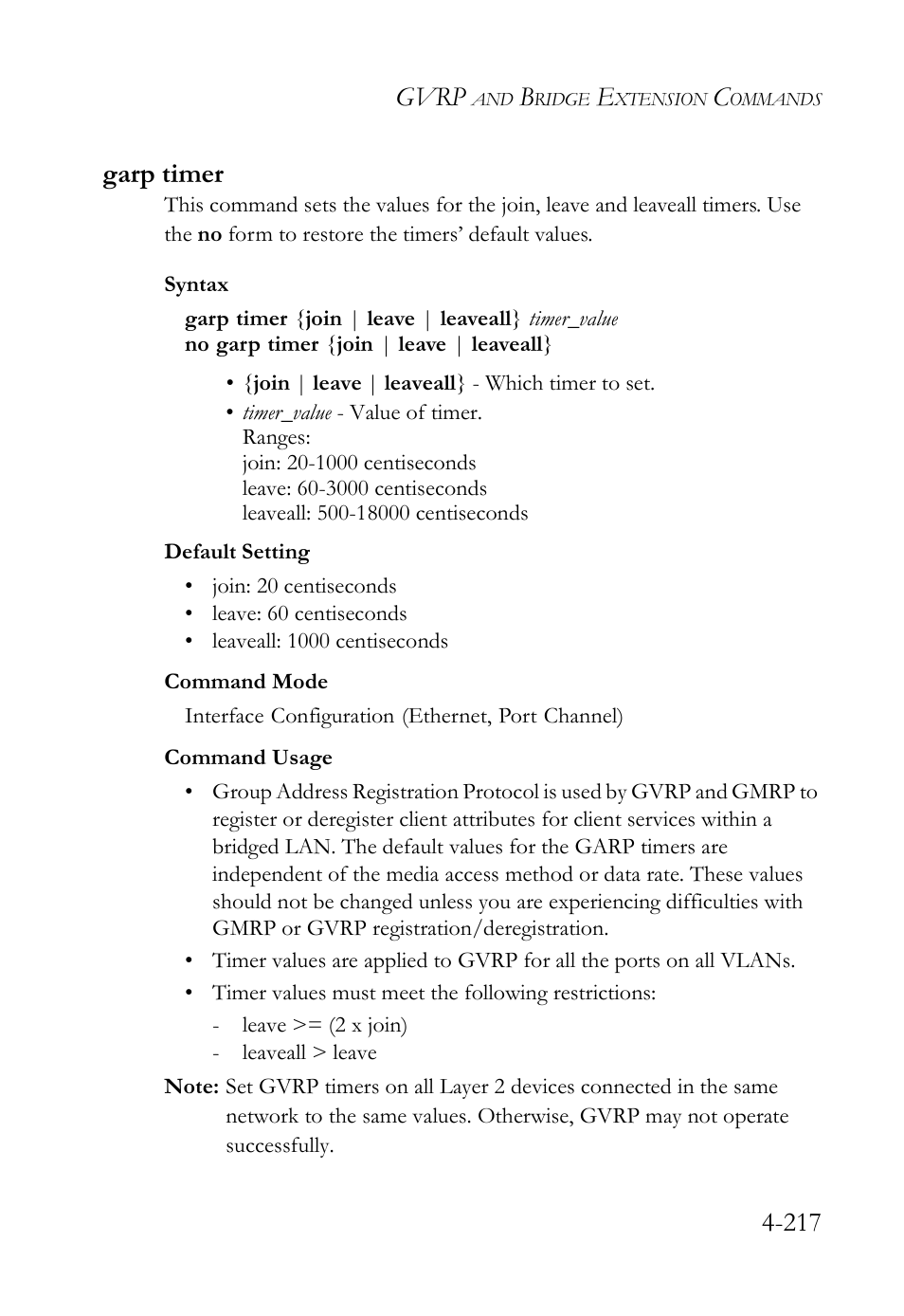 Garp timer, Garp timer -217, Gvrp | 217 garp timer | SMC Networks SMC Tiger 10/100 SMC6128L2 User Manual | Page 517 / 606