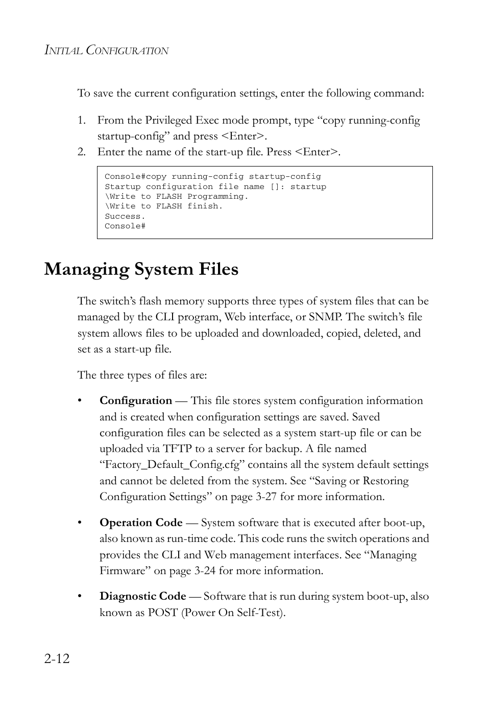 Managing system files, Managing system files -12 | SMC Networks SMC Tiger 10/100 SMC6128L2 User Manual | Page 52 / 606