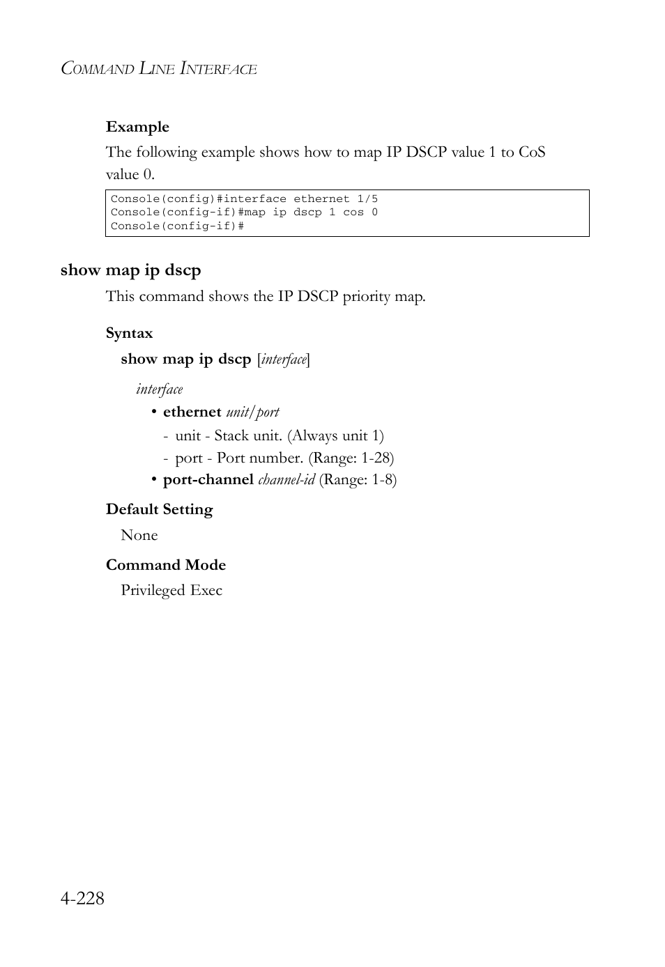 Show map ip dscp, Show map ip dscp -228 | SMC Networks SMC Tiger 10/100 SMC6128L2 User Manual | Page 528 / 606