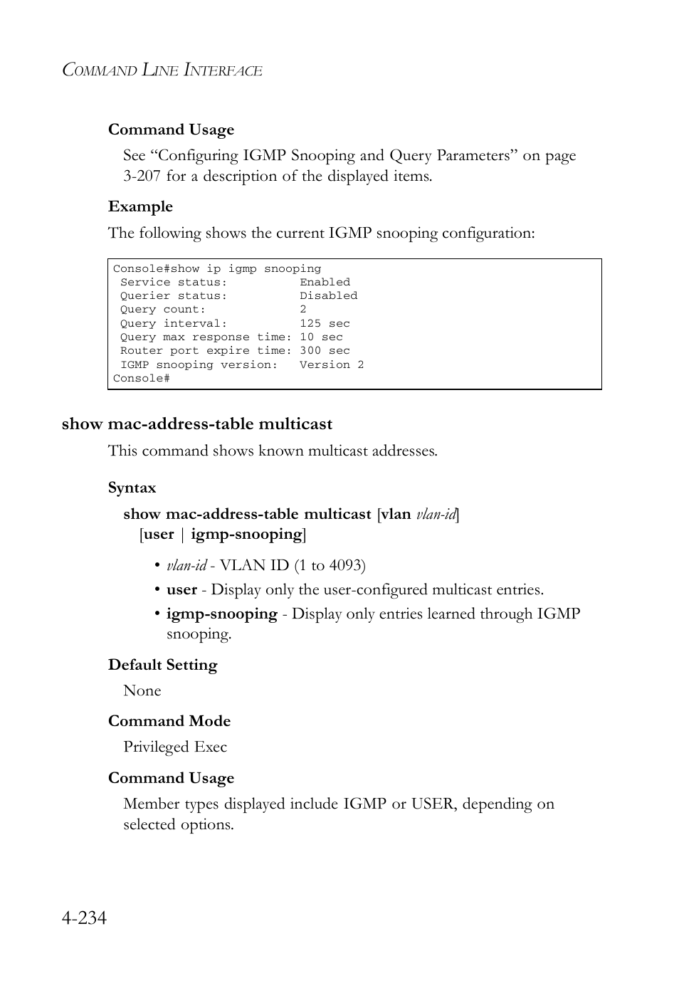 Show mac-address-table multicast, Show mac-address-table multicast -234 | SMC Networks SMC Tiger 10/100 SMC6128L2 User Manual | Page 534 / 606