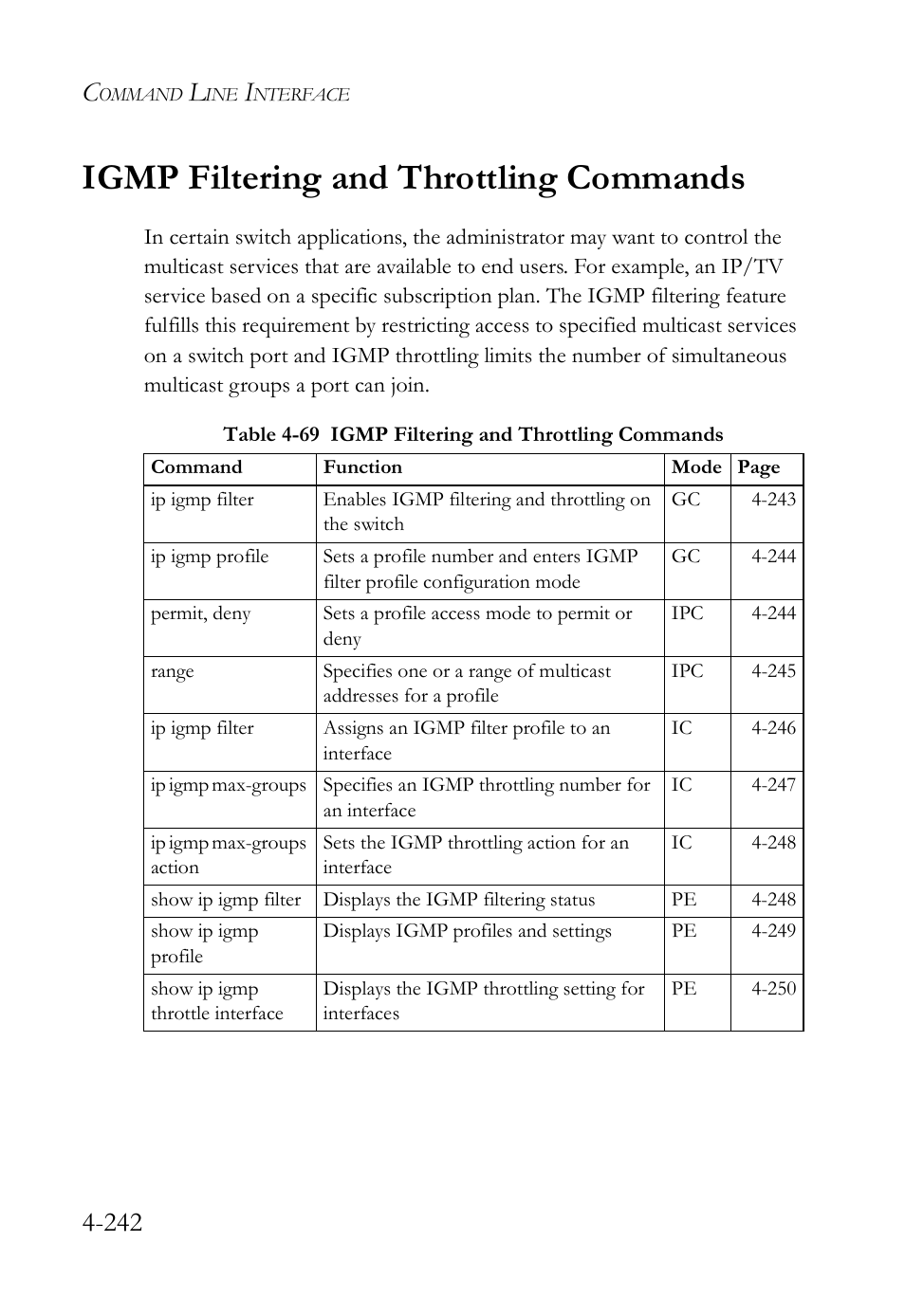 Igmp filtering and throttling commands, Igmp filtering and throttling commands -242 | SMC Networks SMC Tiger 10/100 SMC6128L2 User Manual | Page 542 / 606
