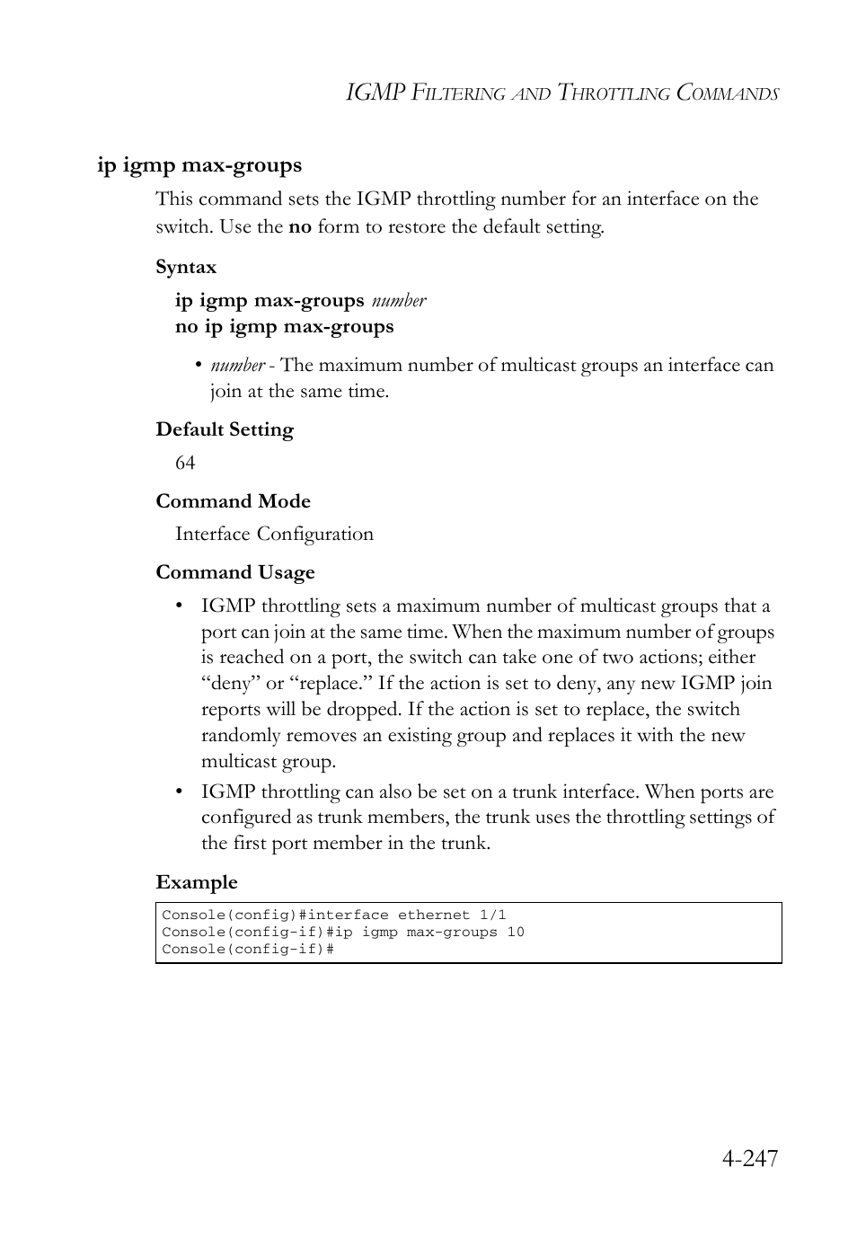 Ip igmp max-groups, Ip igmp max-groups -247, Igmp f | SMC Networks SMC Tiger 10/100 SMC6128L2 User Manual | Page 547 / 606