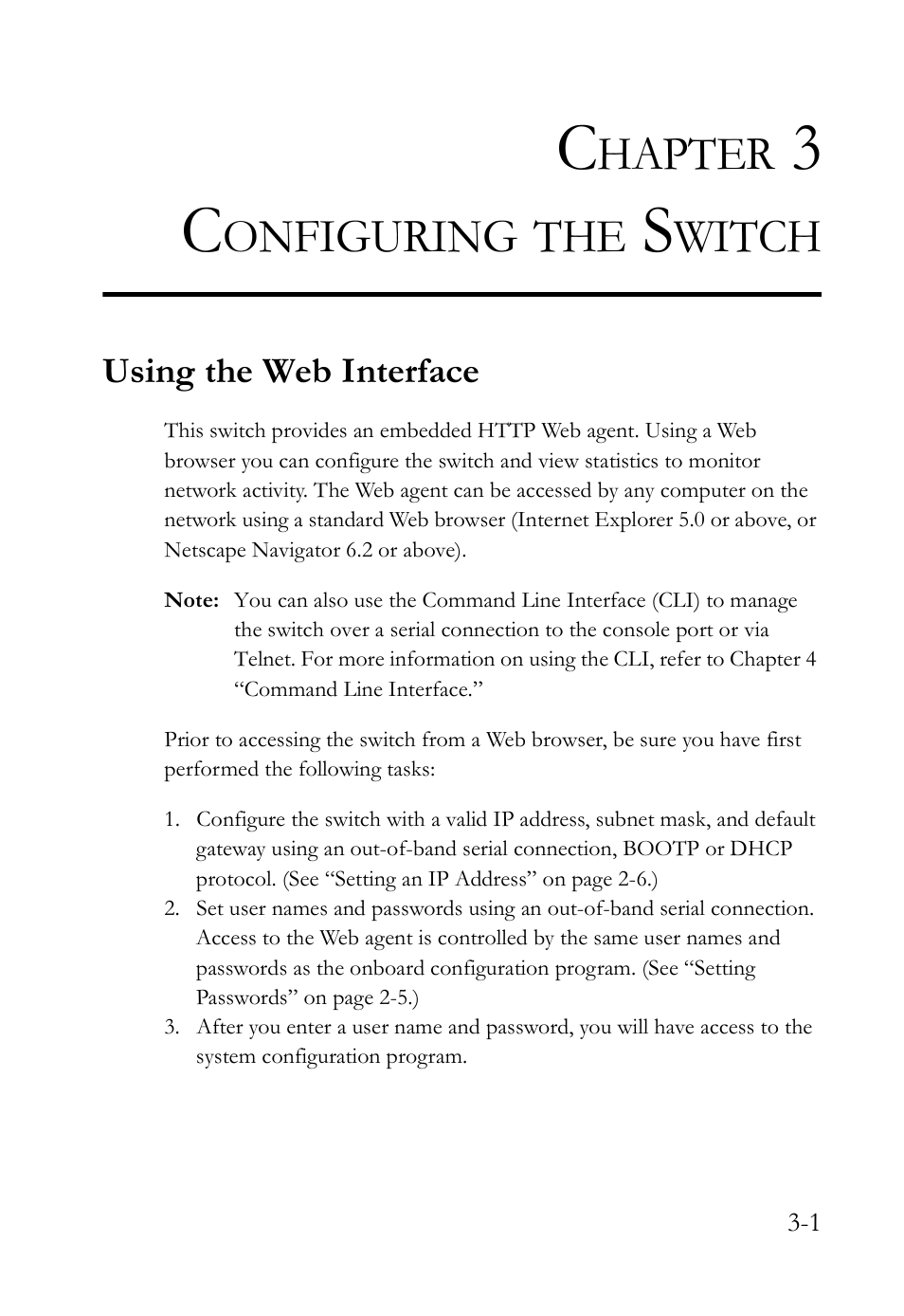 Chapter 3 configuring the switch, Using the web interface, Configuring the switch -1 | Using the web interface -1, Hapter, Onfiguring, Witch | SMC Networks SMC Tiger 10/100 SMC6128L2 User Manual | Page 55 / 606