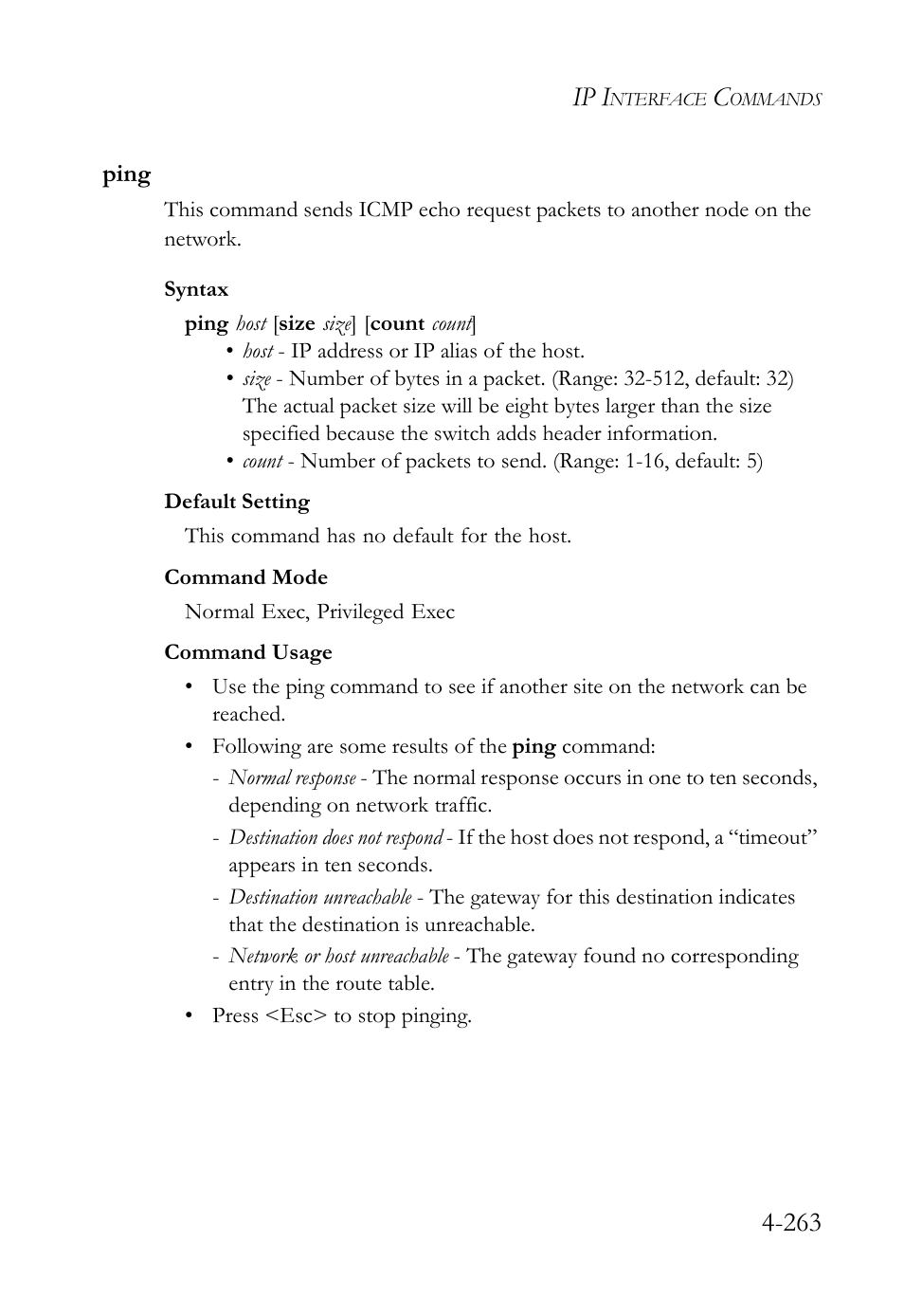 Ping, Ping -263, Ip i | SMC Networks SMC Tiger 10/100 SMC6128L2 User Manual | Page 563 / 606