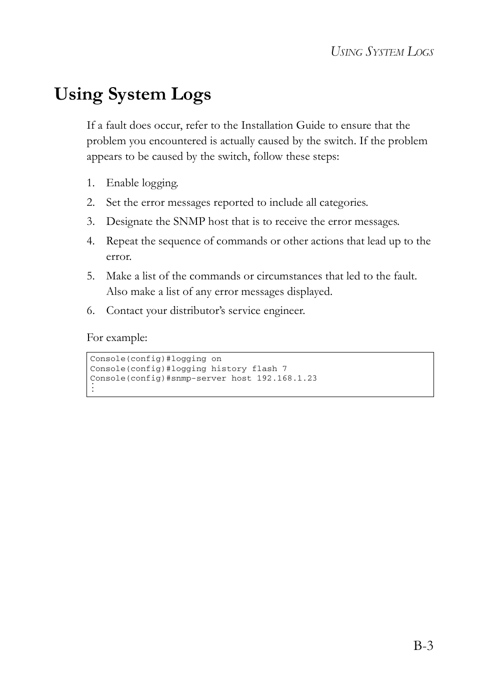 Using system logs | SMC Networks SMC Tiger 10/100 SMC6128L2 User Manual | Page 591 / 606