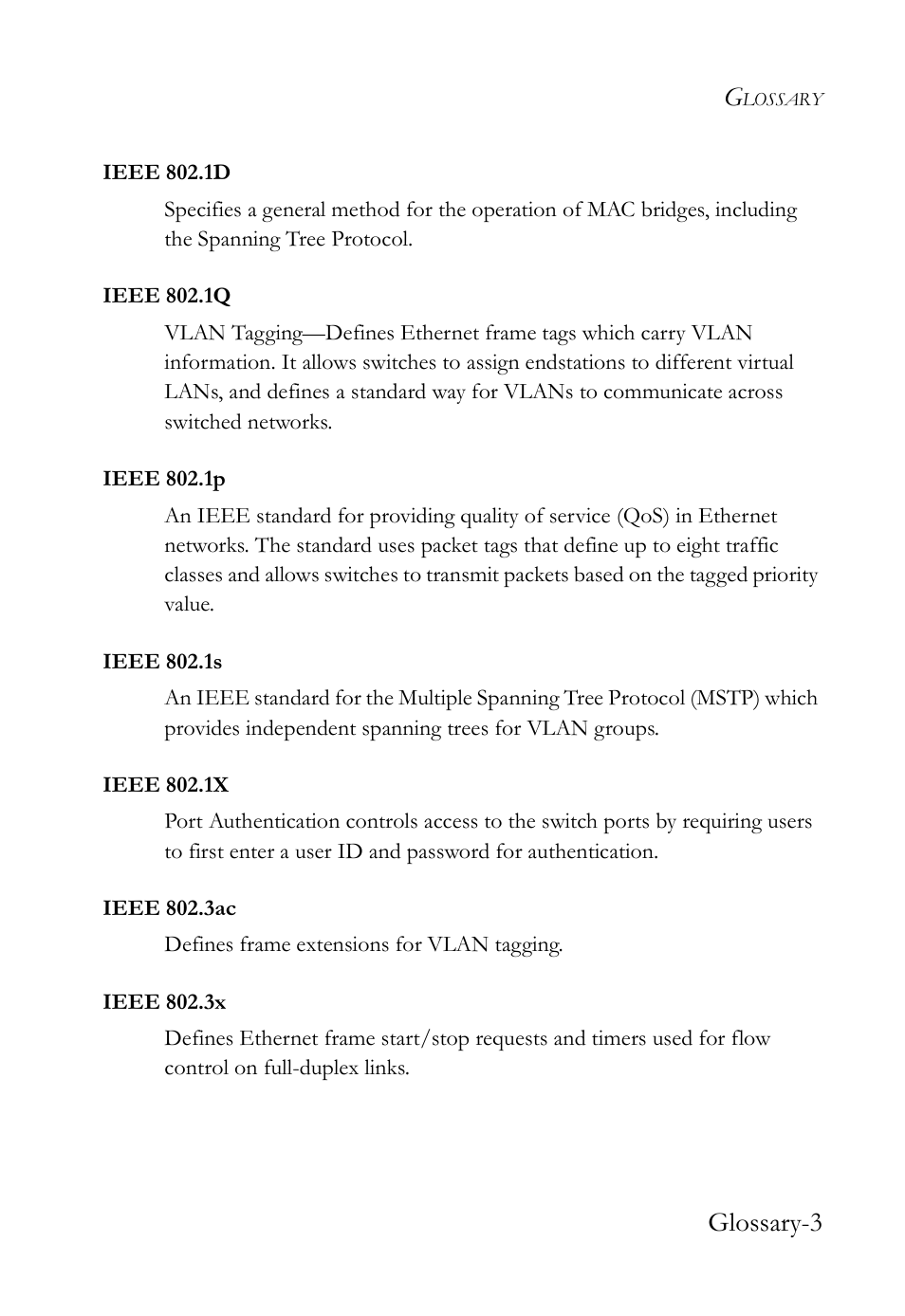 Glossary-3 | SMC Networks SMC Tiger 10/100 SMC6128L2 User Manual | Page 595 / 606