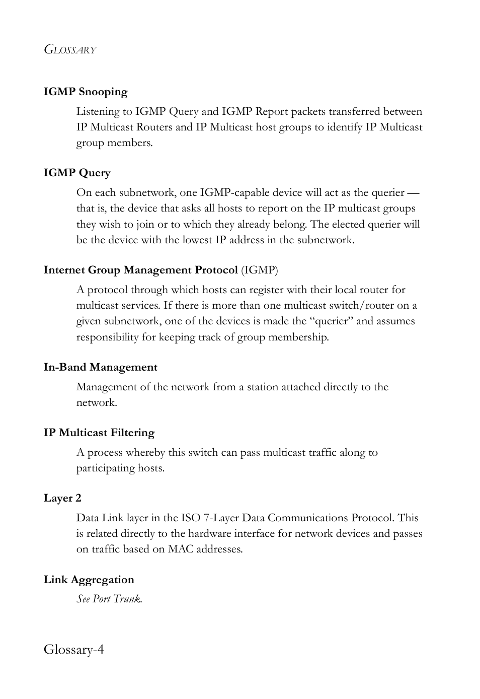 Glossary-4 | SMC Networks SMC Tiger 10/100 SMC6128L2 User Manual | Page 596 / 606