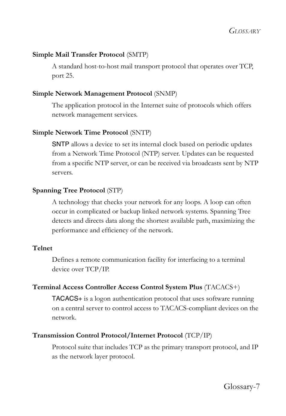 Glossary-7 | SMC Networks SMC Tiger 10/100 SMC6128L2 User Manual | Page 599 / 606