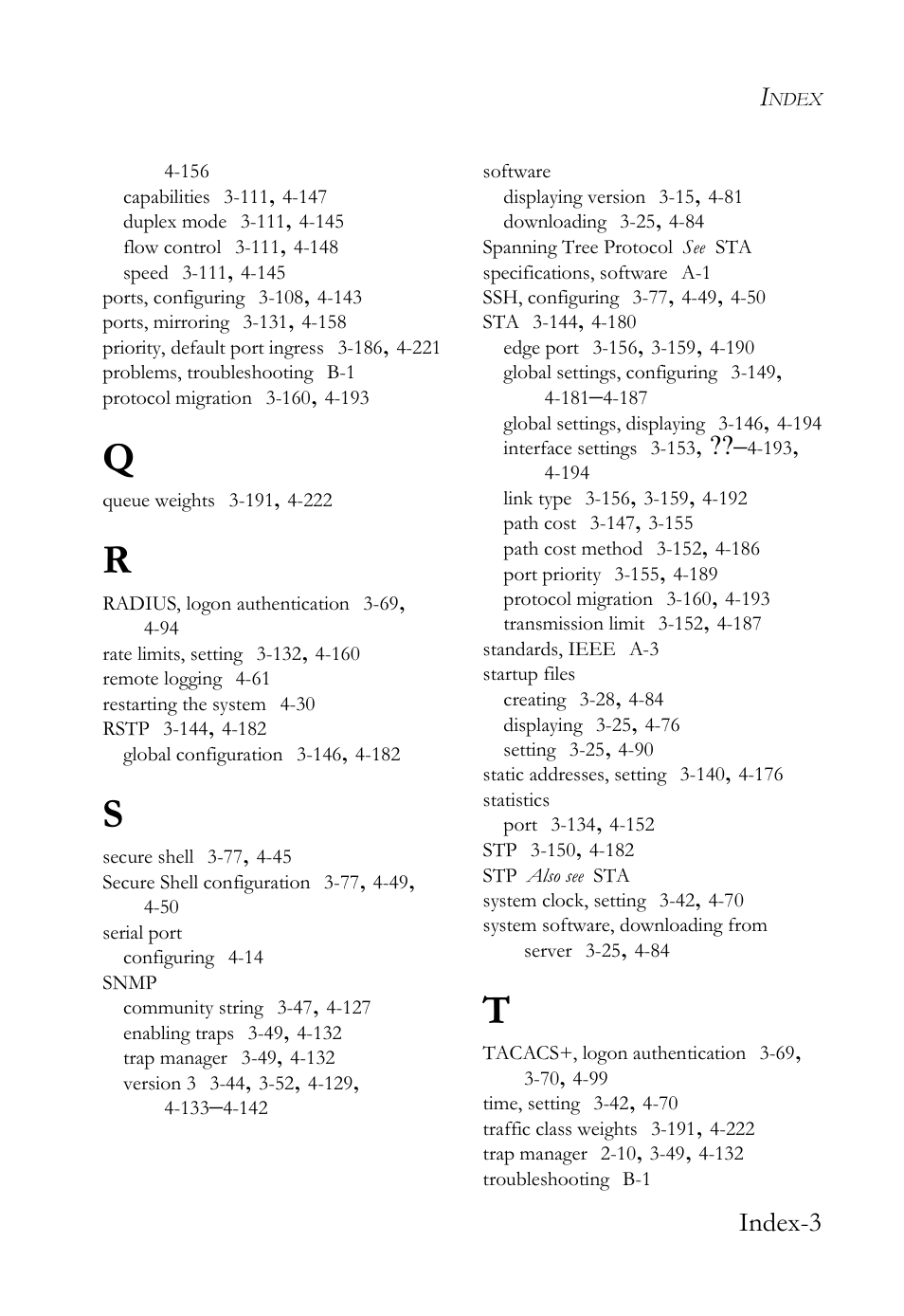 Index-3 | SMC Networks SMC Tiger 10/100 SMC6128L2 User Manual | Page 603 / 606