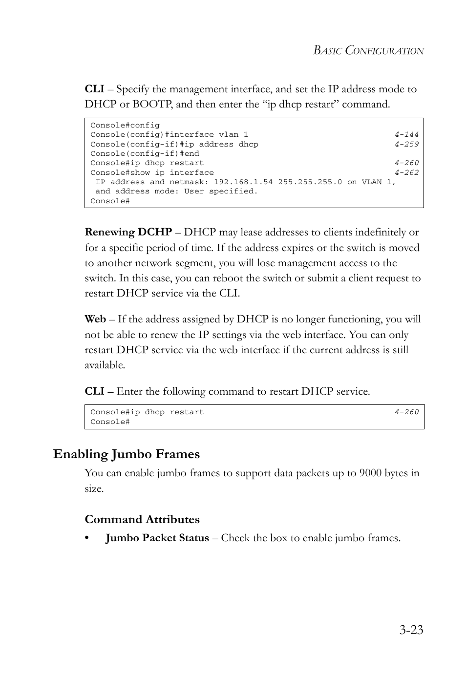 Enabling jumbo frames, Enabling jumbo frames -23, Command attributes | SMC Networks SMC Tiger 10/100 SMC6128L2 User Manual | Page 77 / 606