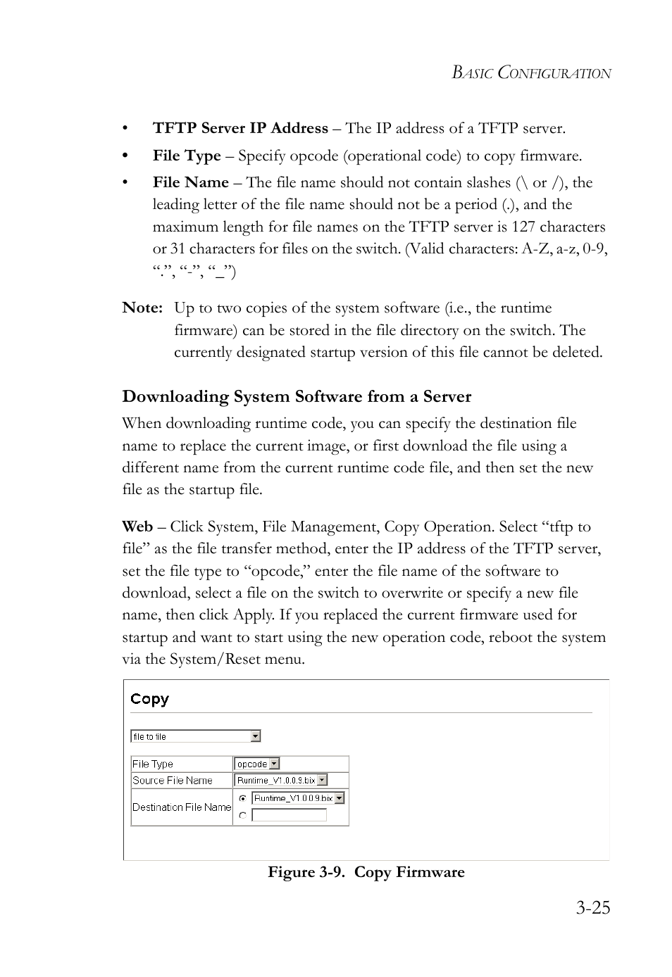 Downloading system software from a server, Downloading system software from a server -25, Figure 3-9 | Copy firmware -25 | SMC Networks SMC Tiger 10/100 SMC6128L2 User Manual | Page 79 / 606