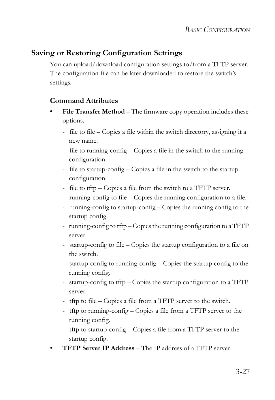 Saving or restoring configuration settings, Saving or restoring configuration settings -27, 27 saving or restoring configuration settings | SMC Networks SMC Tiger 10/100 SMC6128L2 User Manual | Page 81 / 606