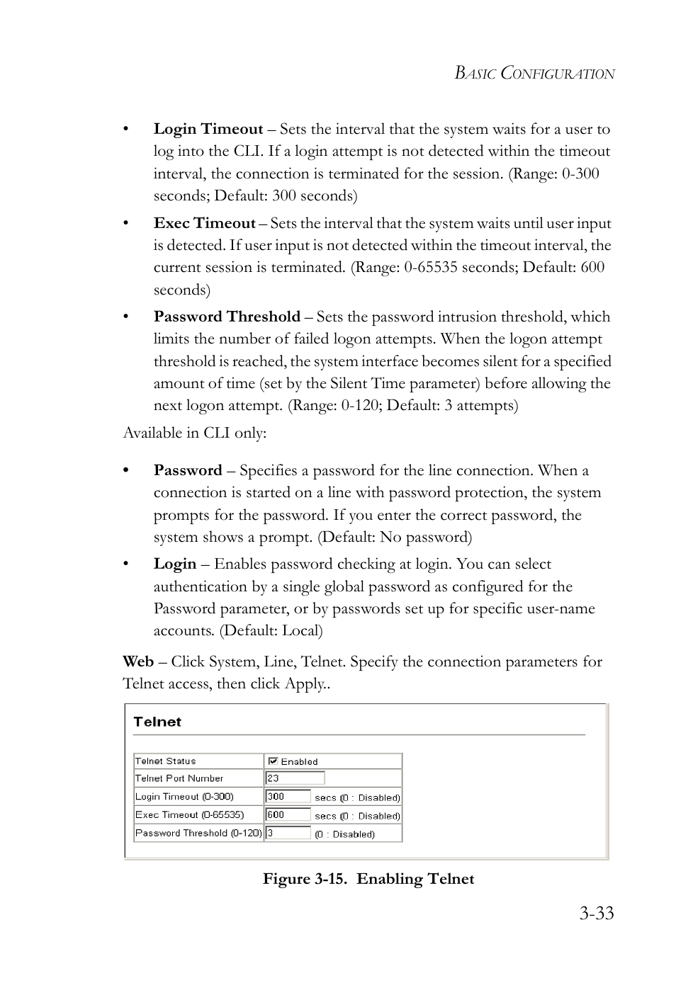 Figure 3-15. enabling telnet -33 | SMC Networks SMC Tiger 10/100 SMC6128L2 User Manual | Page 87 / 606