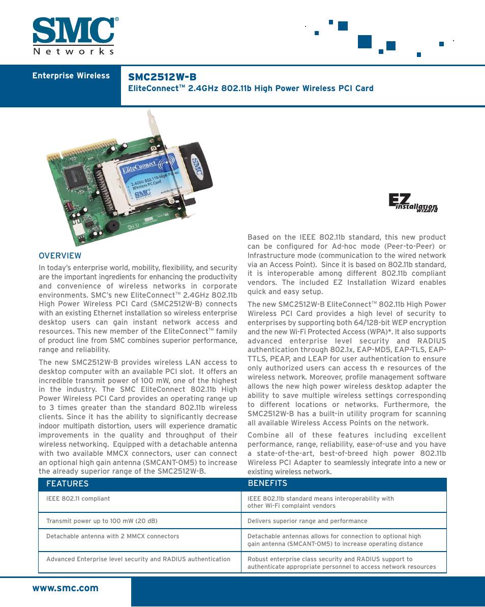 SMC Networks ELITECONNECT SMC2512W-B User Manual | 2 pages