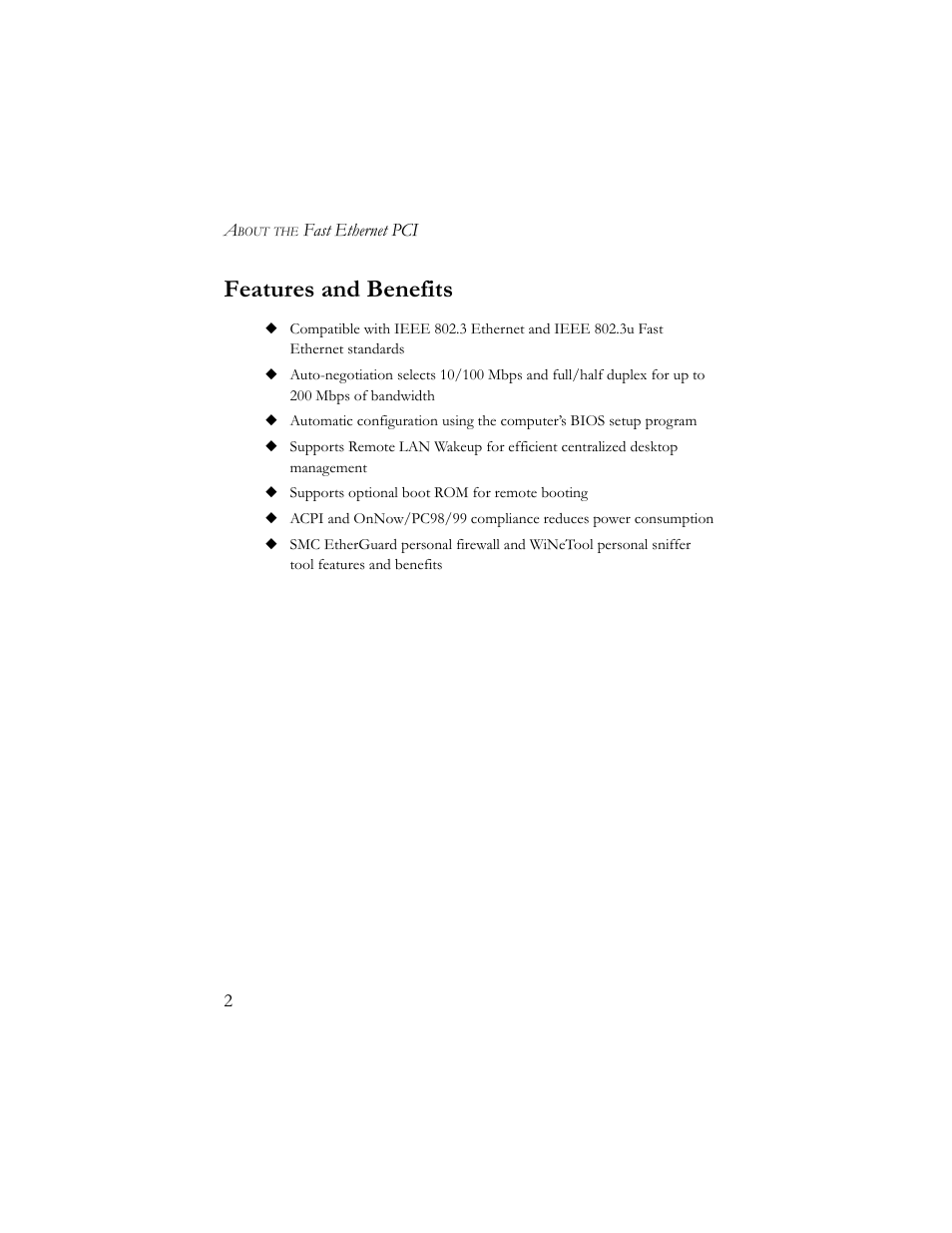 Features and benefits | SMC Networks 10/100 Mbps User Manual | Page 12 / 54