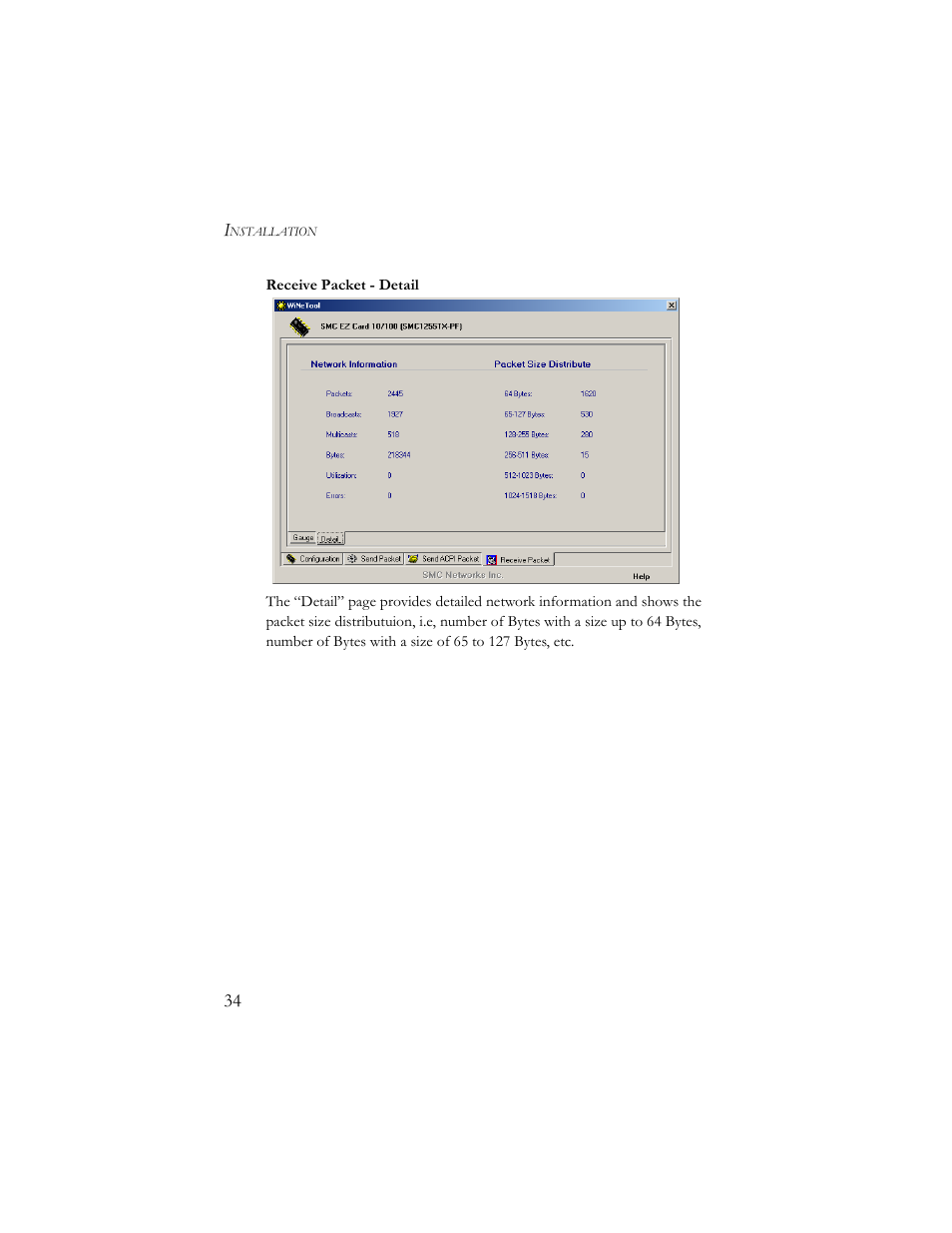 Receive packet - detail | SMC Networks 10/100 Mbps User Manual | Page 44 / 54