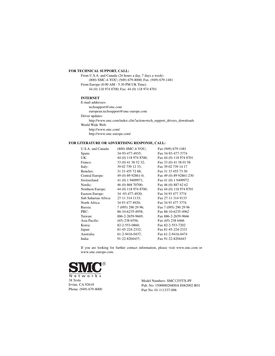 SMC Networks 10/100 Mbps User Manual | Page 54 / 54