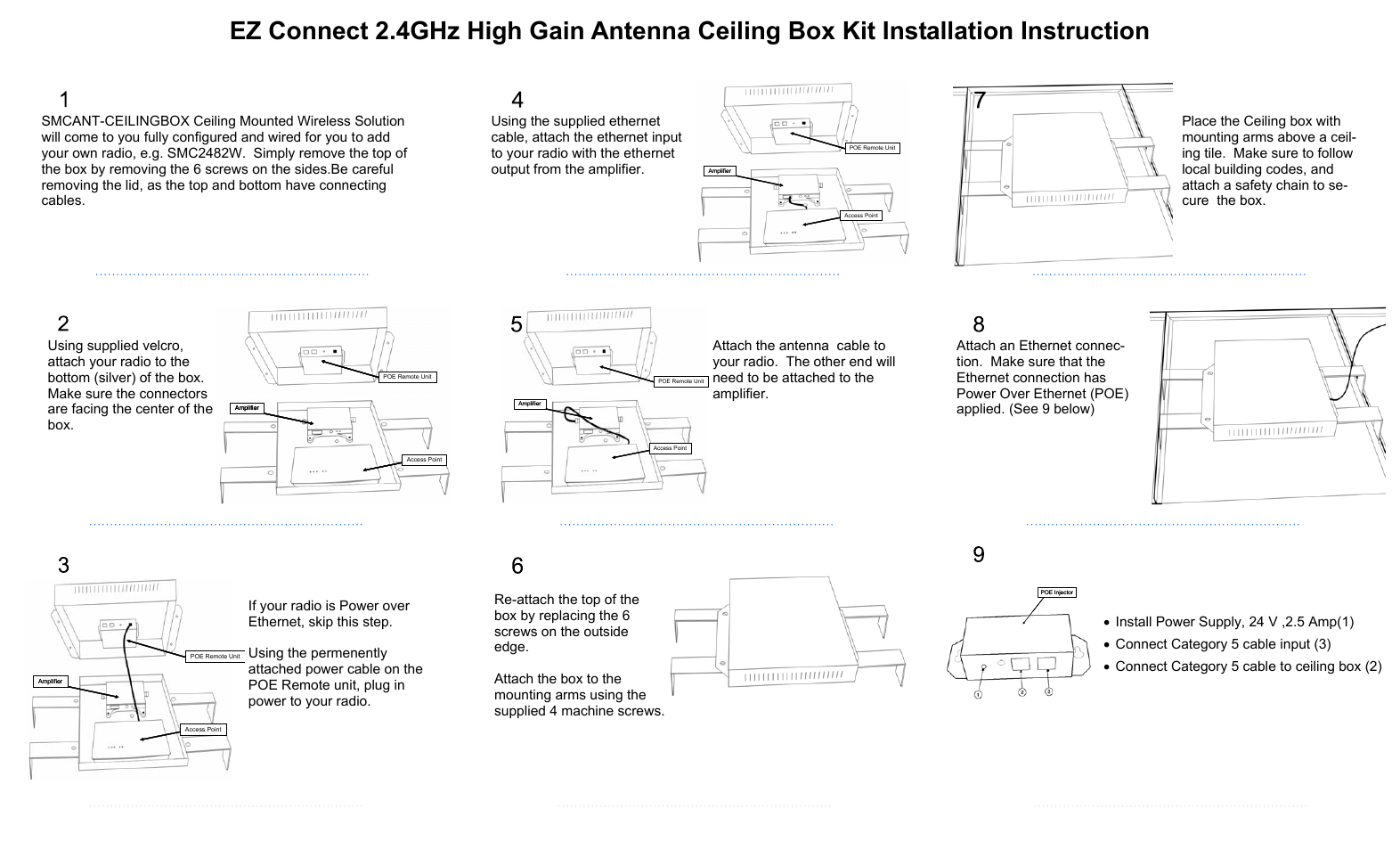 SMC Networks EZ Connect Antenna Ceiling Box Kit User Manual | Page 2 / 2