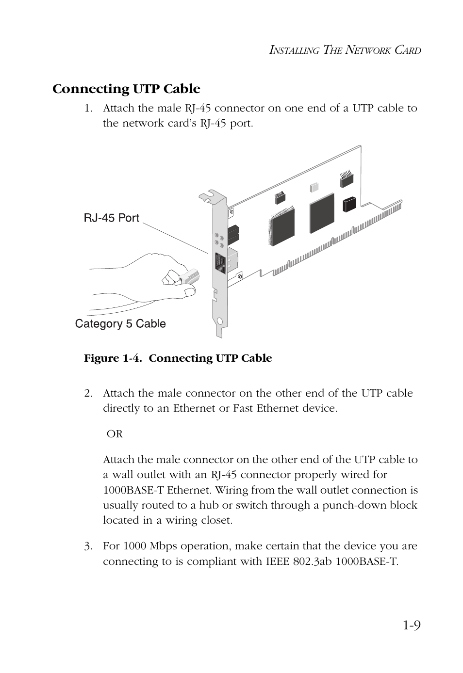 Connecting utp cable, Connecting utp cable -9, 9 connecting utp cable | SMC Networks SMC9462TX User Manual | Page 19 / 62