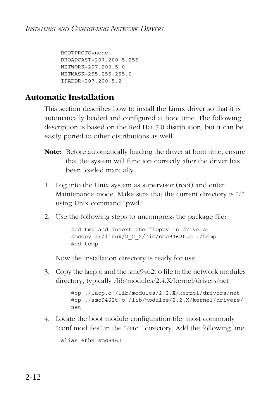 Automatic installation, Automatic installation -12 | SMC Networks SMC9462TX User Manual | Page 32 / 62