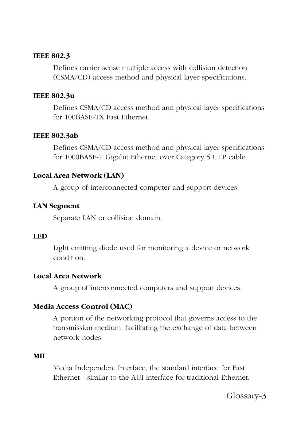 Glossary-3 | SMC Networks SMC9462TX User Manual | Page 55 / 62