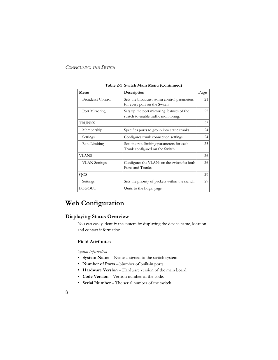 Web configuration, Displaying status overview | SMC Networks SMCGS24-Smart User Manual | Page 24 / 56