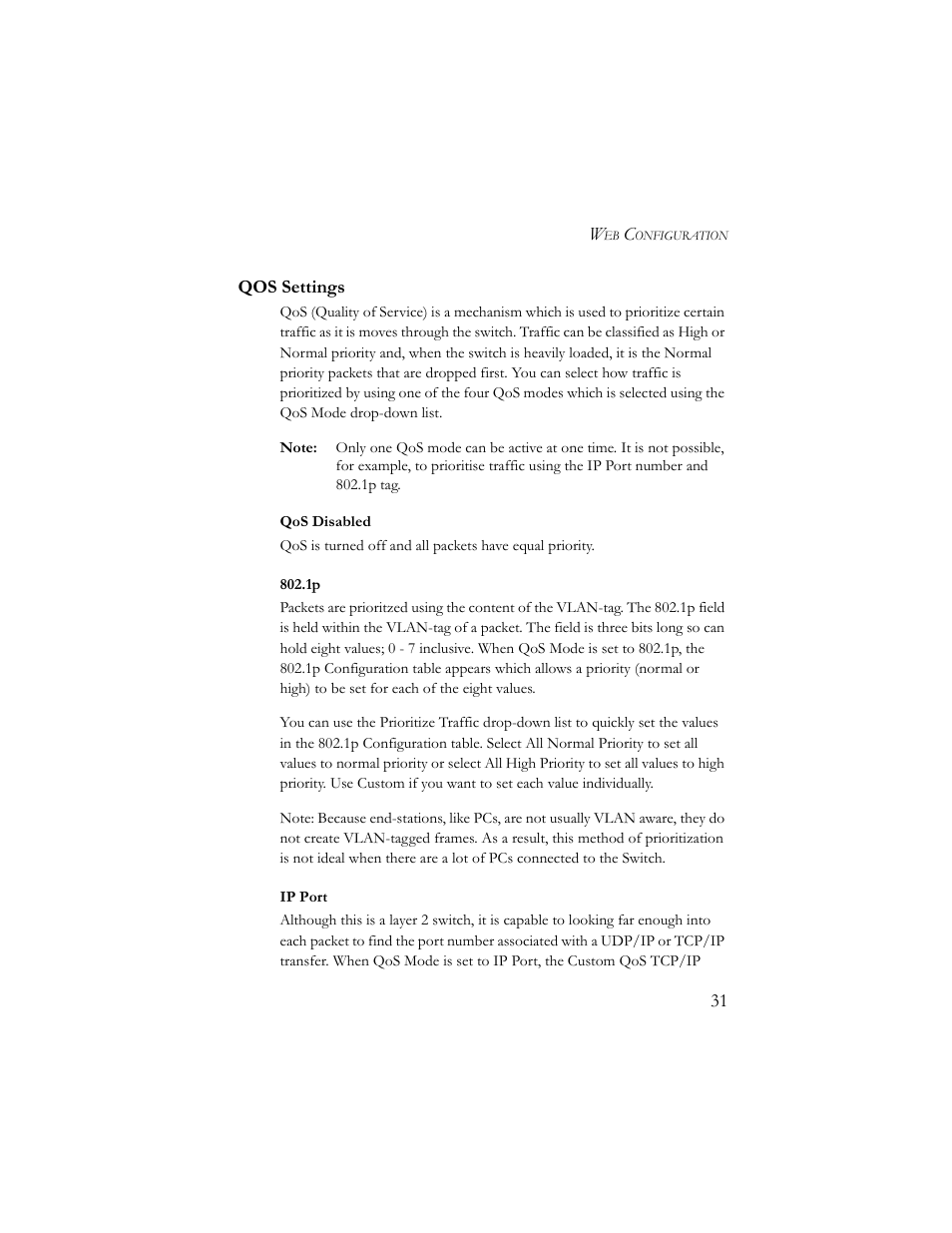 Qos settings, Qos disabled, Ip port | SMC Networks SMCGS24-Smart User Manual | Page 47 / 56