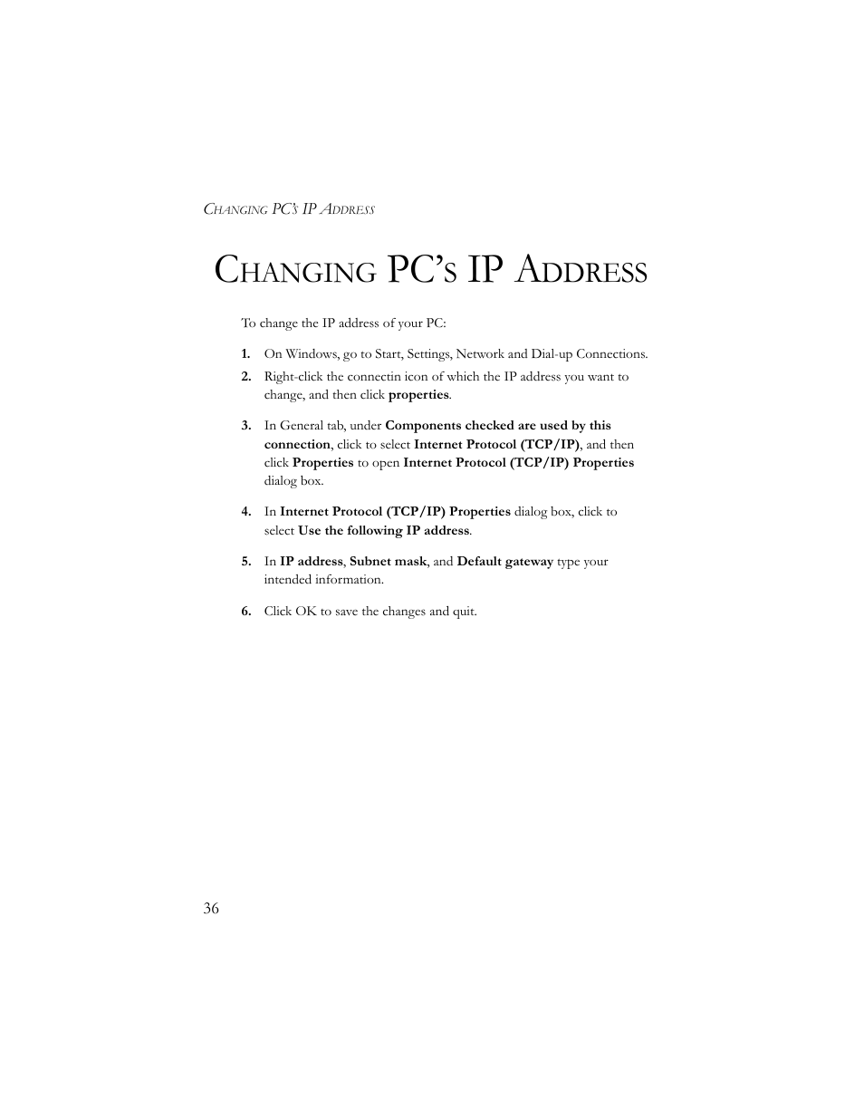 Changing pc’s ip address, Ip a, Hanging | Ddress | SMC Networks SMCGS24-Smart User Manual | Page 52 / 56