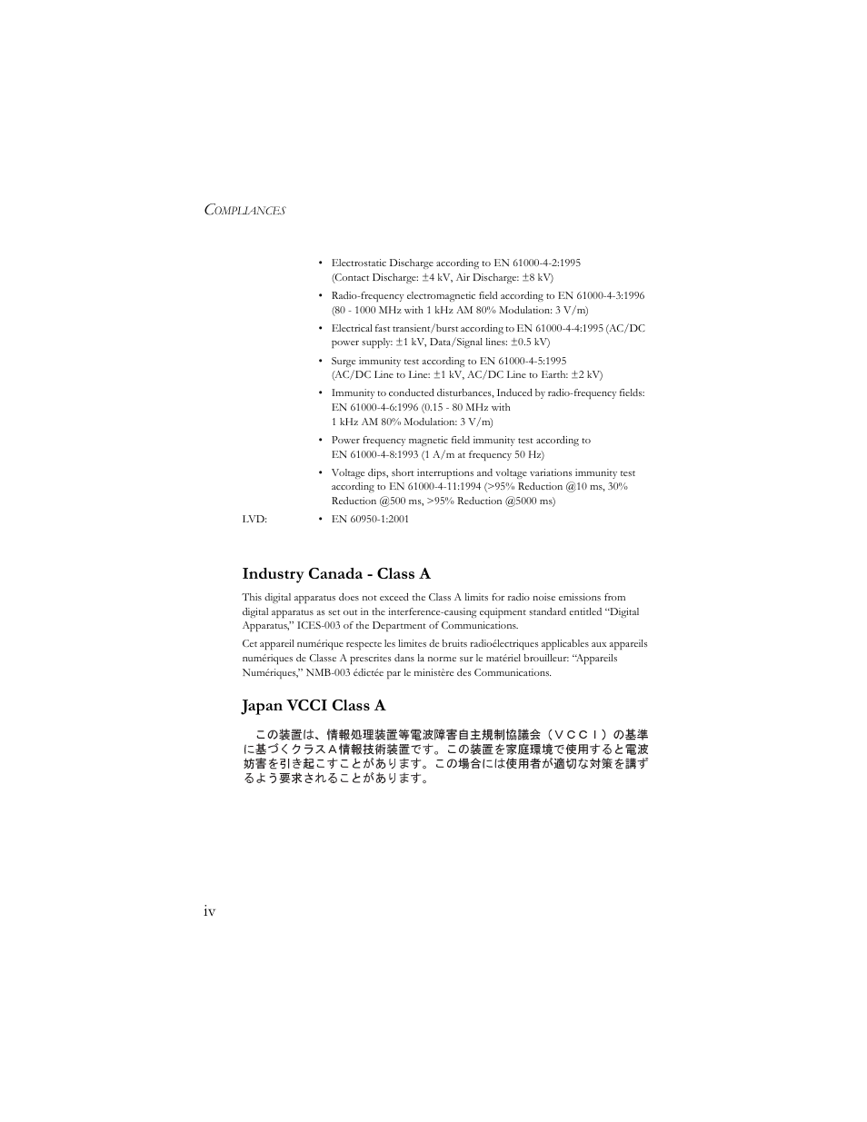 Iv industry canada - class a, Japan vcci class a | SMC Networks SMCGS24-Smart User Manual | Page 8 / 56