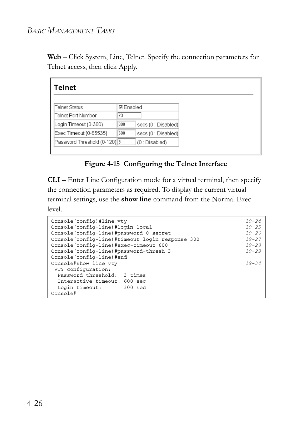 Figure 4-15 configuring the telnet interface -26 | SMC Networks SMC TigerAccess SMC7824M/FSW User Manual | Page 100 / 748