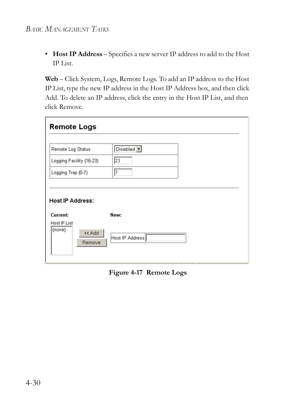Figure 4-17 remote logs -30 | SMC Networks SMC TigerAccess SMC7824M/FSW User Manual | Page 104 / 748