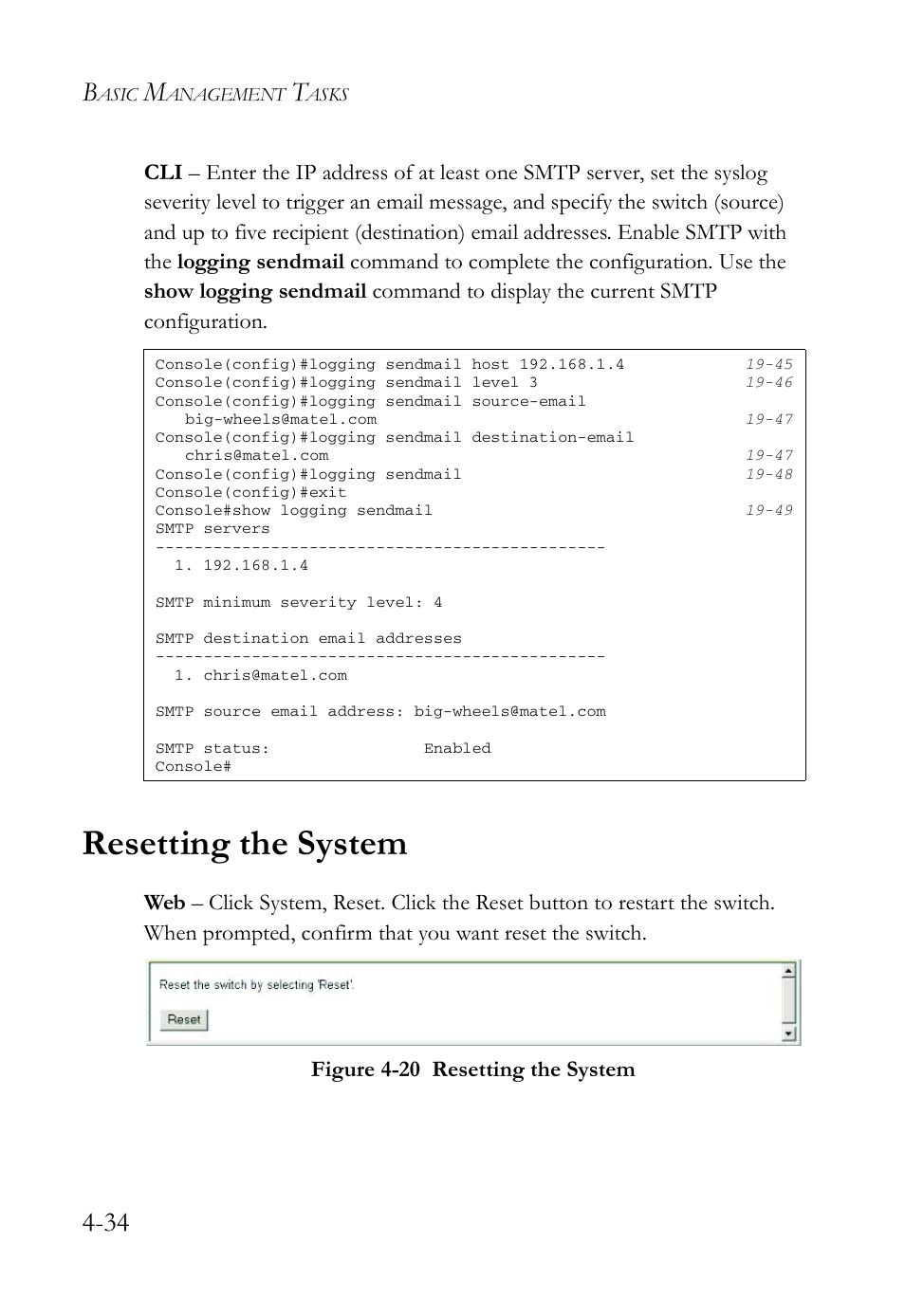 Resetting the system, Resetting the system -34, Figure 4-20 resetting the system -34 | SMC Networks SMC TigerAccess SMC7824M/FSW User Manual | Page 108 / 748