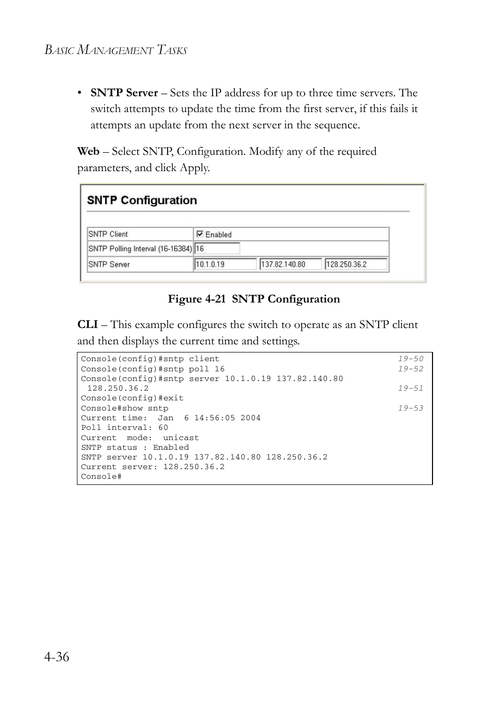 Figure 4-21 sntp configuration -36 | SMC Networks SMC TigerAccess SMC7824M/FSW User Manual | Page 110 / 748