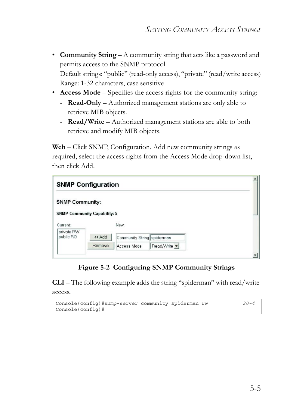 Figure 5-2, Configuring snmp community strings -5 | SMC Networks SMC TigerAccess SMC7824M/FSW User Manual | Page 117 / 748