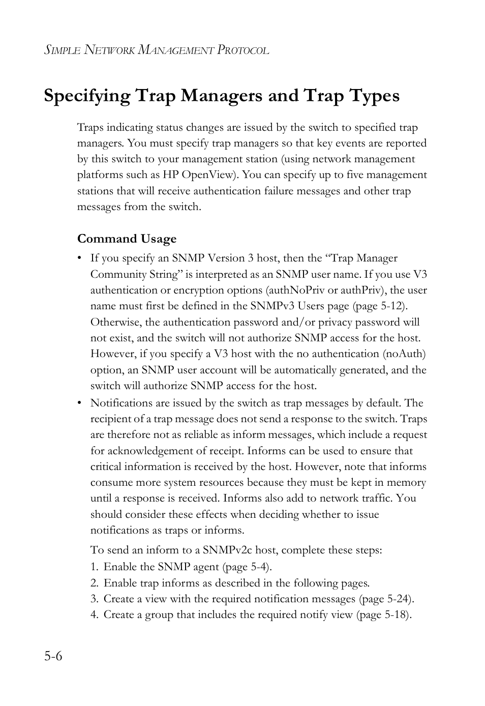Specifying trap managers and trap types, Specifying trap managers and trap types -6 | SMC Networks SMC TigerAccess SMC7824M/FSW User Manual | Page 118 / 748