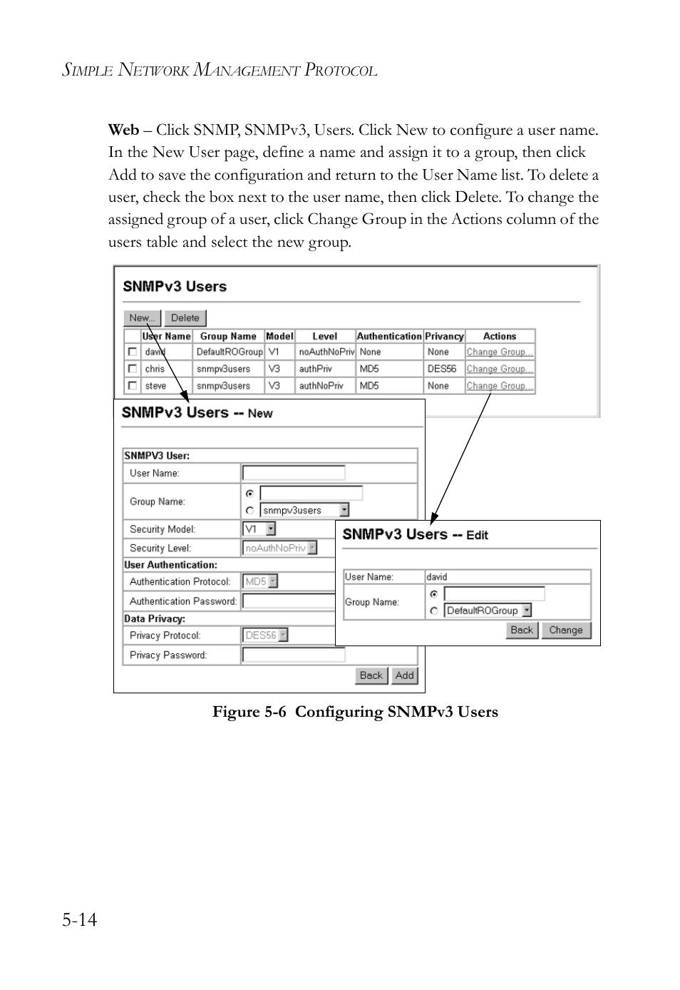 Figure 5-6, Configuring snmpv3 users -14 | SMC Networks SMC TigerAccess SMC7824M/FSW User Manual | Page 126 / 748