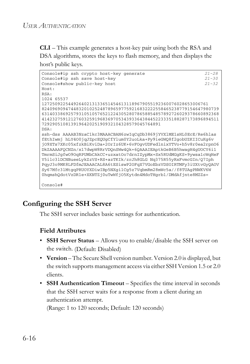 Configuring the ssh server, Configuring the ssh server -16, Field attributes | SMC Networks SMC TigerAccess SMC7824M/FSW User Manual | Page 154 / 748