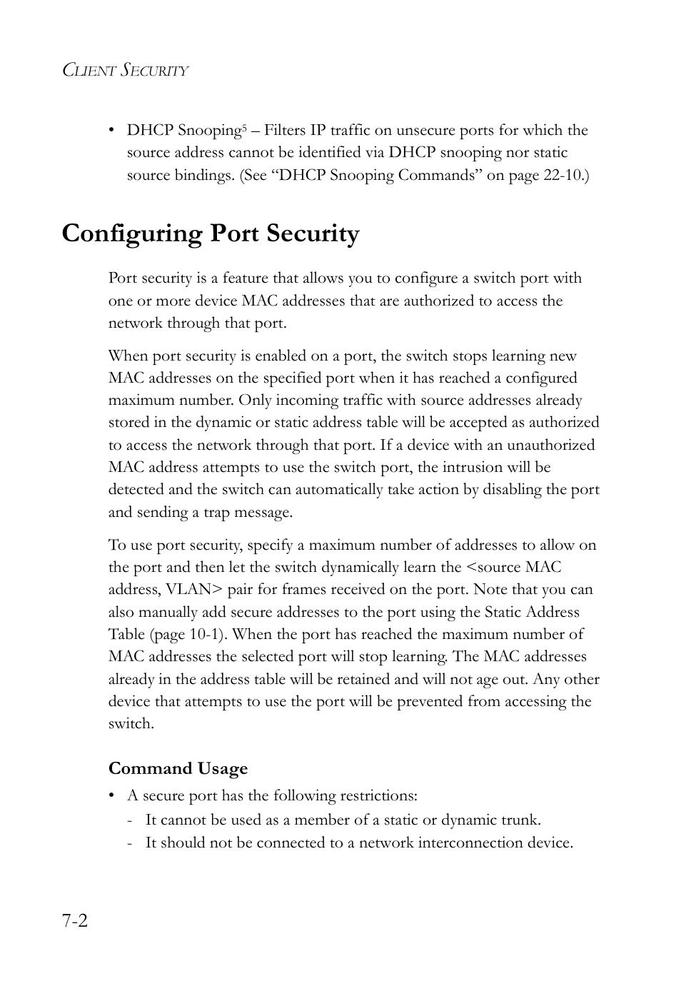 Configuring port security, Configuring port security -2 | SMC Networks SMC TigerAccess SMC7824M/FSW User Manual | Page 170 / 748