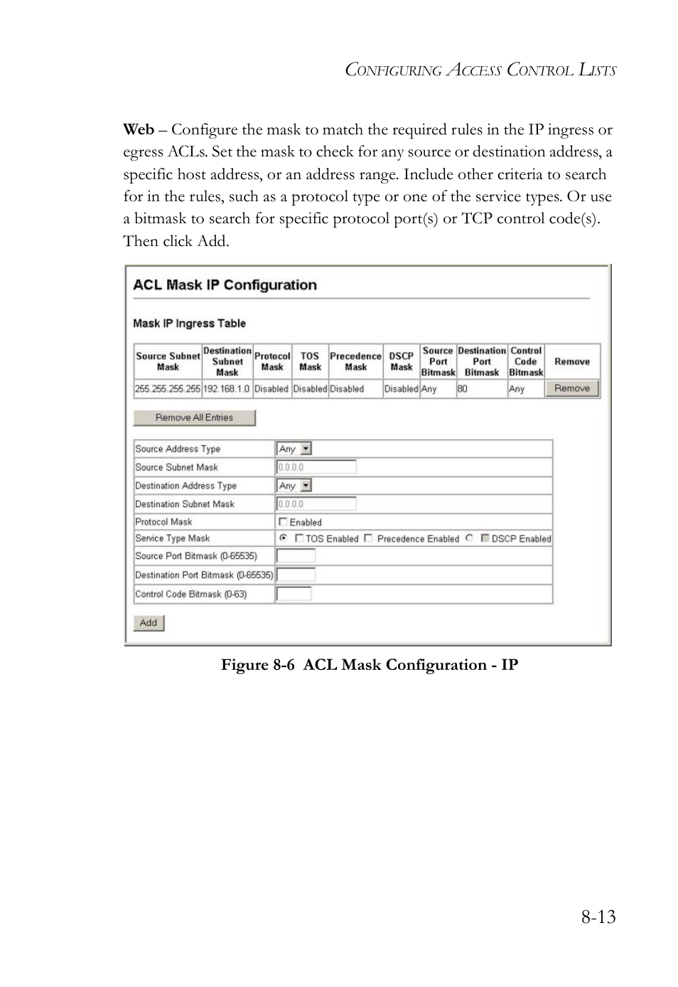 Figure 8-6, Acl mask configuration - ip -13 | SMC Networks SMC TigerAccess SMC7824M/FSW User Manual | Page 185 / 748