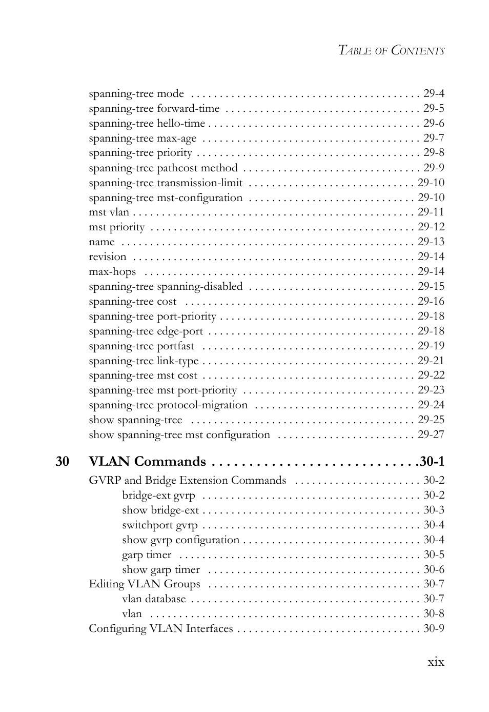 30 vlan commands -1 | SMC Networks SMC TigerAccess SMC7824M/FSW User Manual | Page 19 / 748