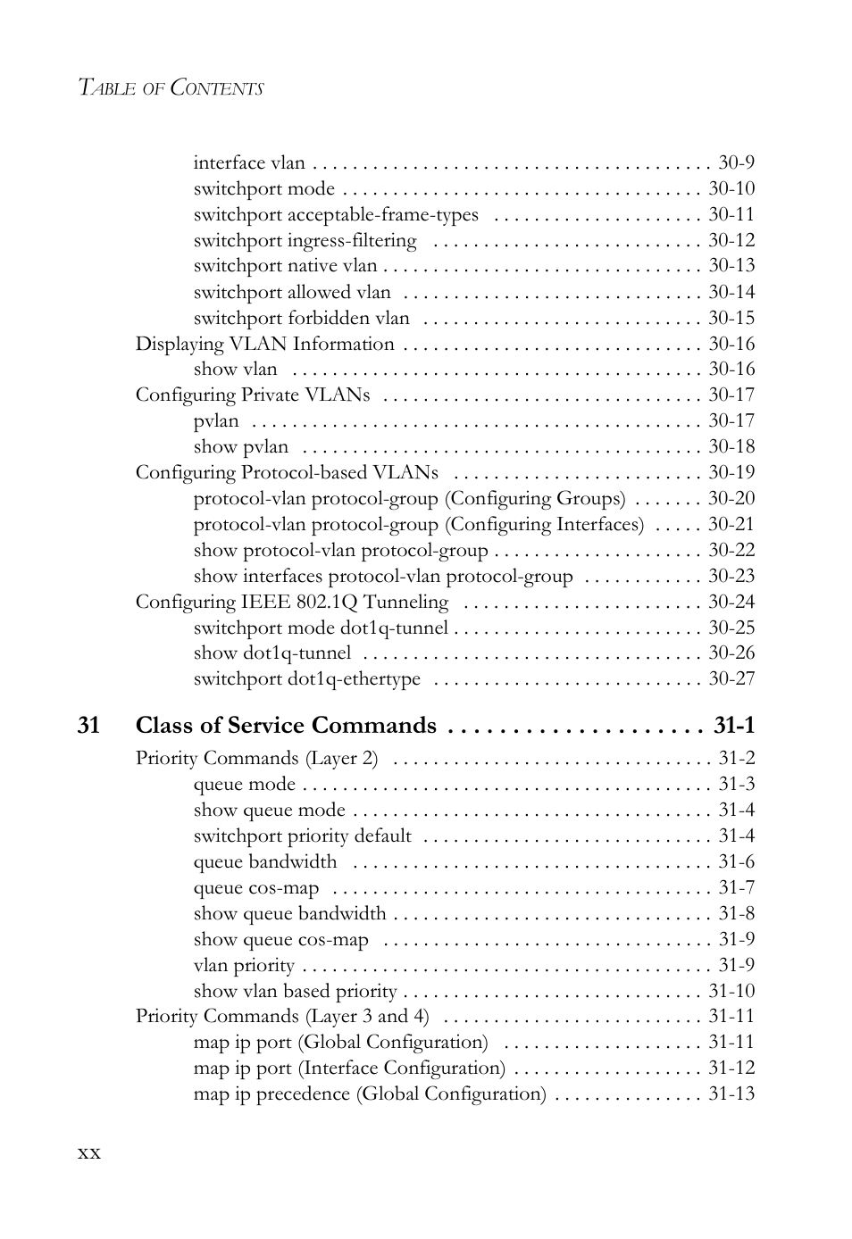31 class of service commands -1 | SMC Networks SMC TigerAccess SMC7824M/FSW User Manual | Page 20 / 748