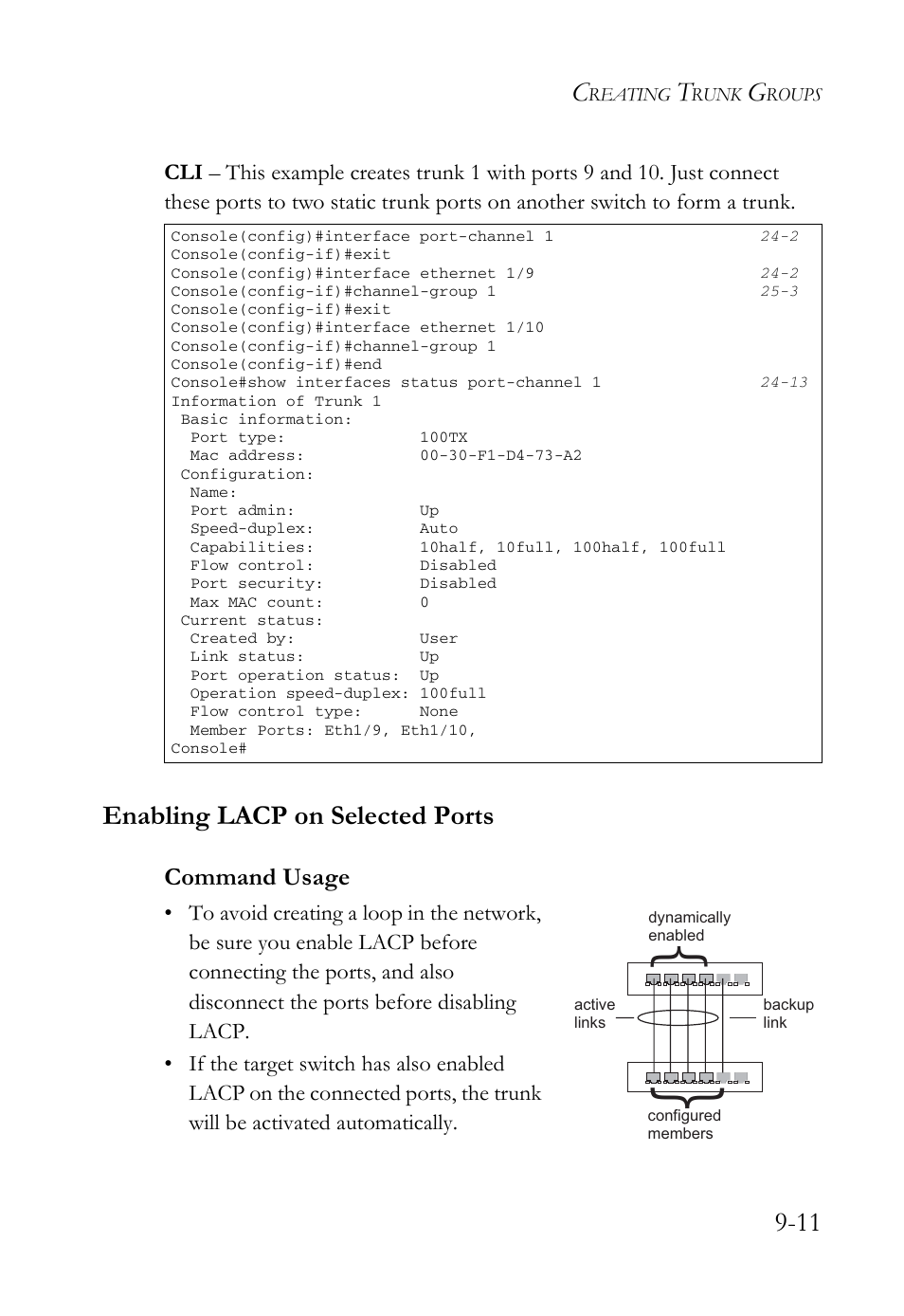 Enabling lacp on selected ports, Enabling lacp on selected ports -11 | SMC Networks SMC TigerAccess SMC7824M/FSW User Manual | Page 201 / 748