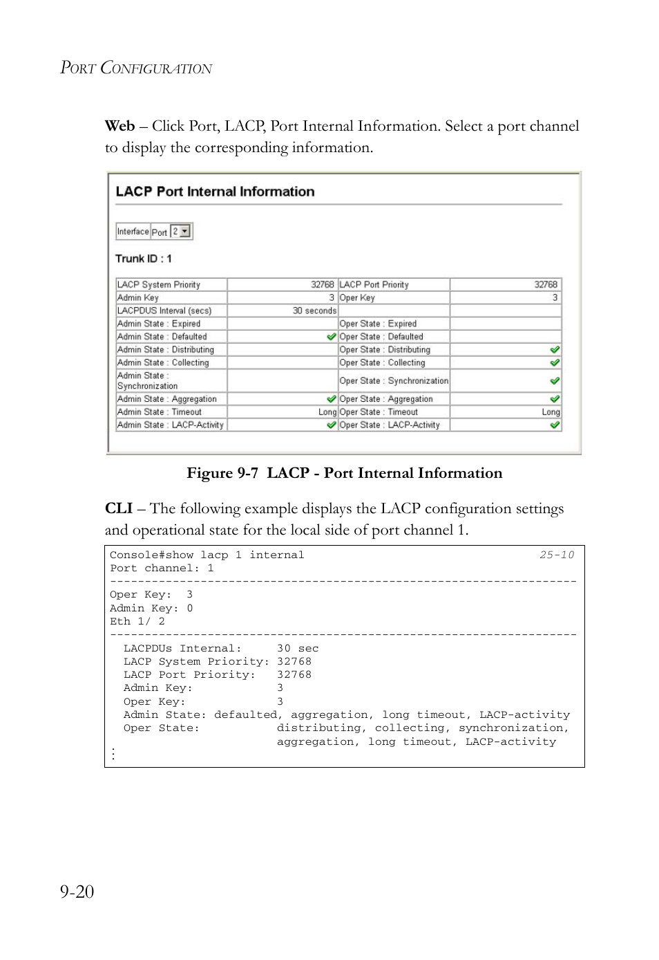 Figure 9-7, Lacp - port internal information -20 | SMC Networks SMC TigerAccess SMC7824M/FSW User Manual | Page 210 / 748