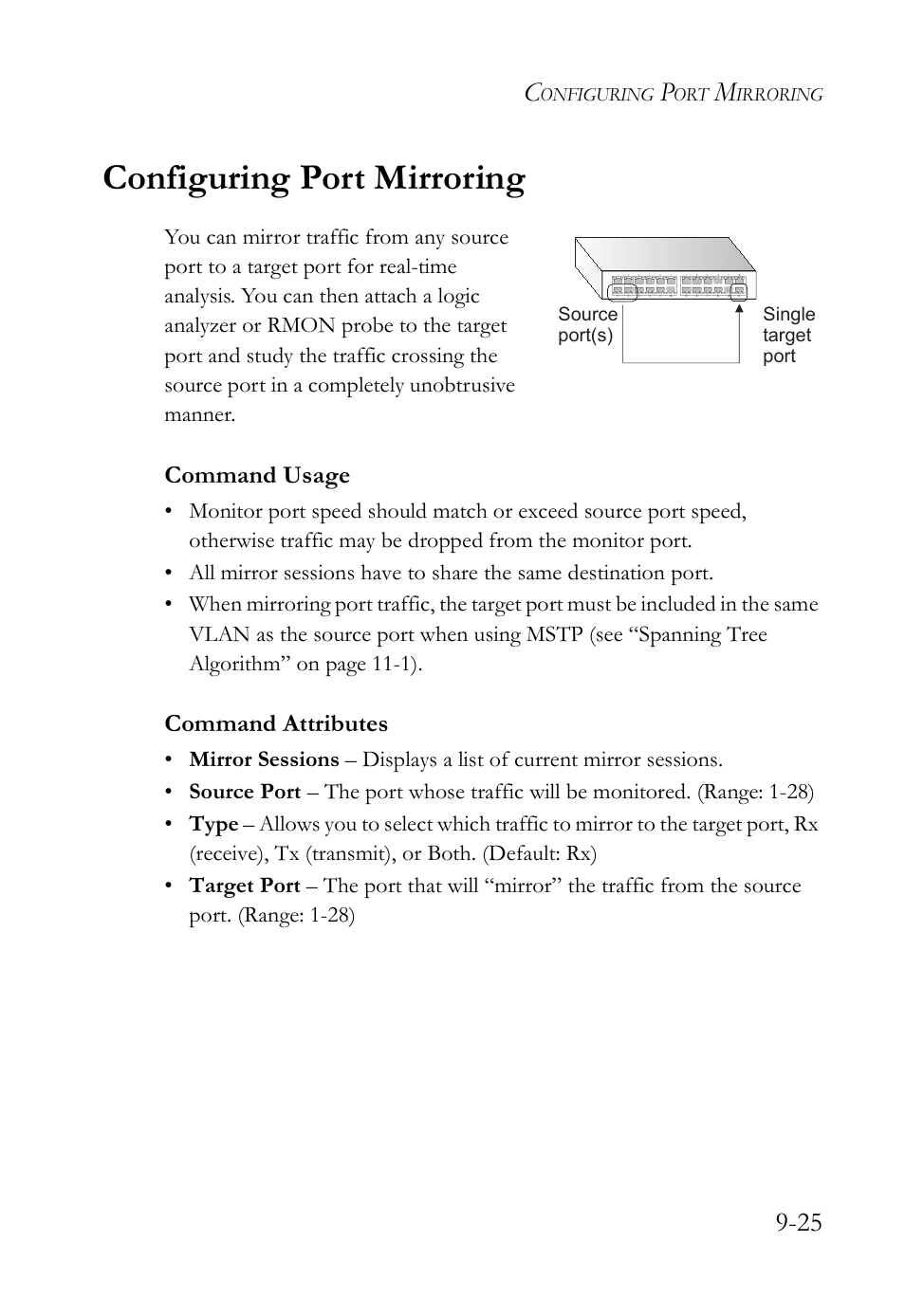 Configuring port mirroring, Configuring port mirroring -25 | SMC Networks SMC TigerAccess SMC7824M/FSW User Manual | Page 215 / 748