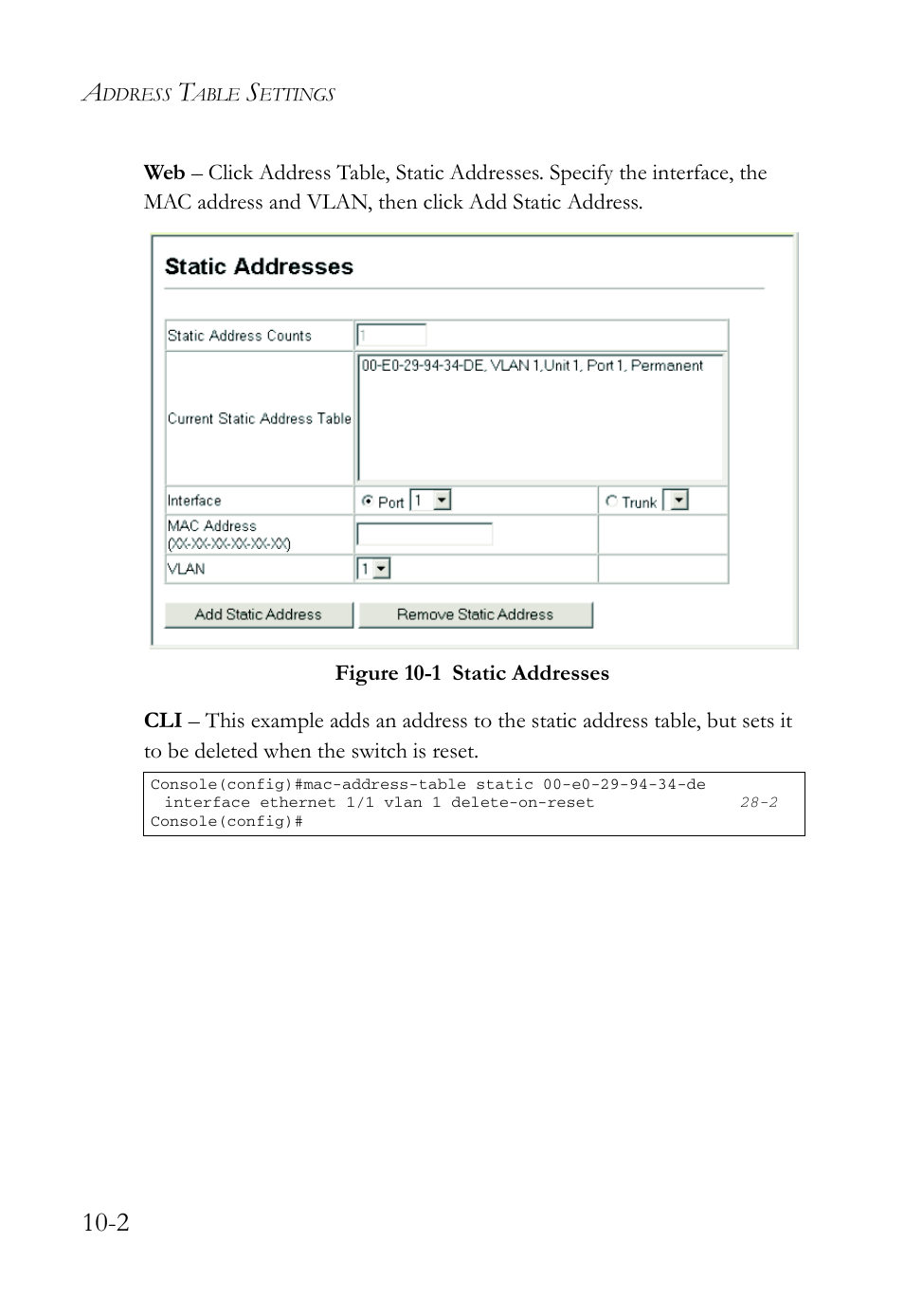 Figure 10-1 static addresses -2 | SMC Networks SMC TigerAccess SMC7824M/FSW User Manual | Page 226 / 748