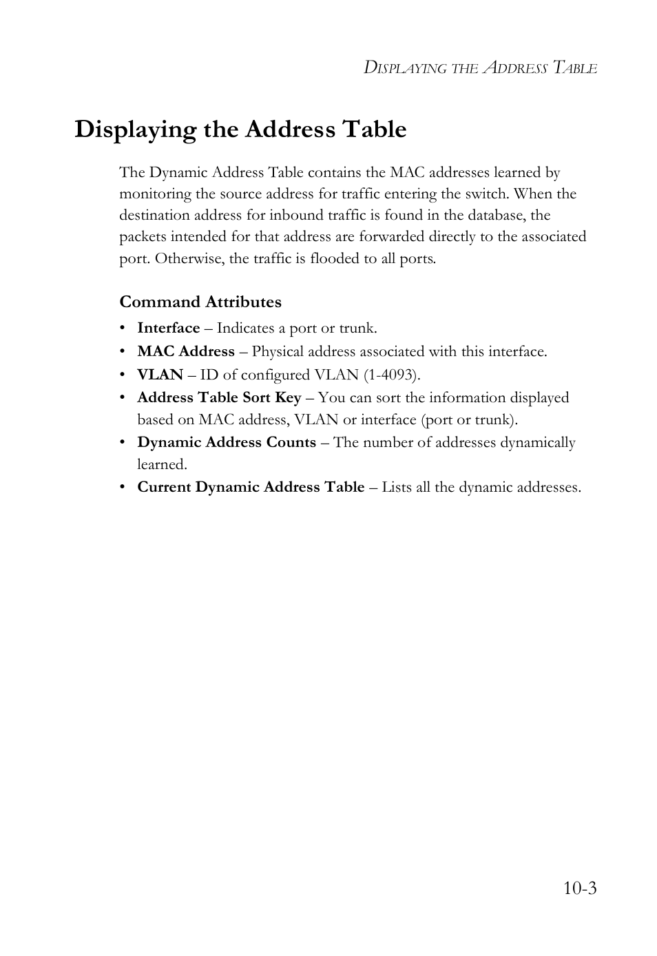 Displaying the address table, Displaying the address table -3 | SMC Networks SMC TigerAccess SMC7824M/FSW User Manual | Page 227 / 748