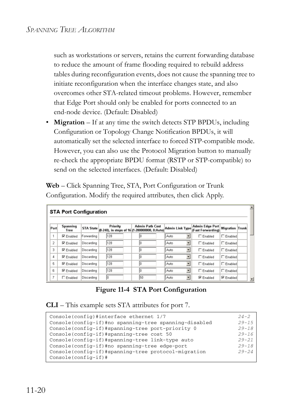 Figure 11-4 sta port configuration -20 | SMC Networks SMC TigerAccess SMC7824M/FSW User Manual | Page 250 / 748