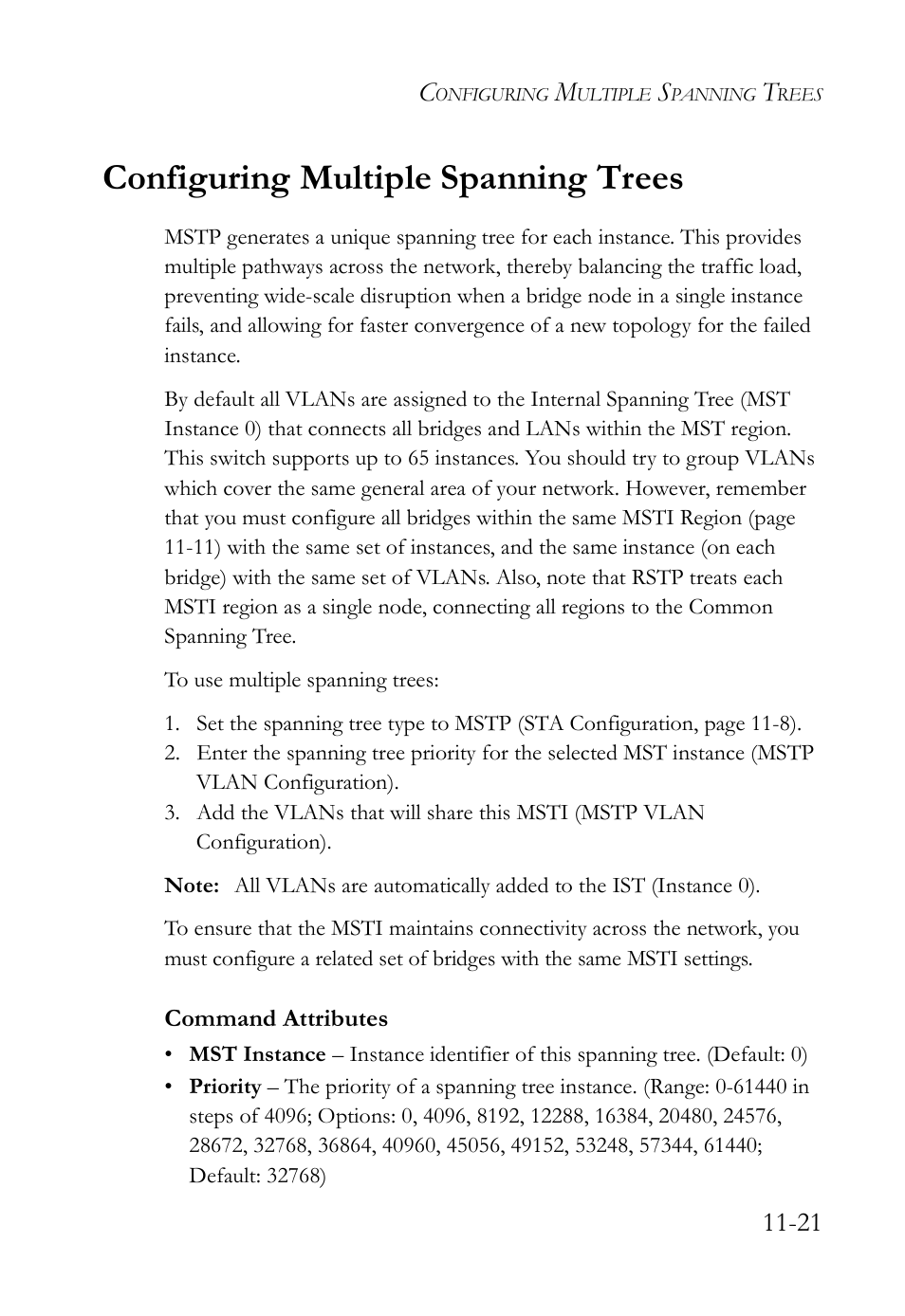 Configuring multiple spanning trees, Configuring multiple spanning trees -21 | SMC Networks SMC TigerAccess SMC7824M/FSW User Manual | Page 251 / 748