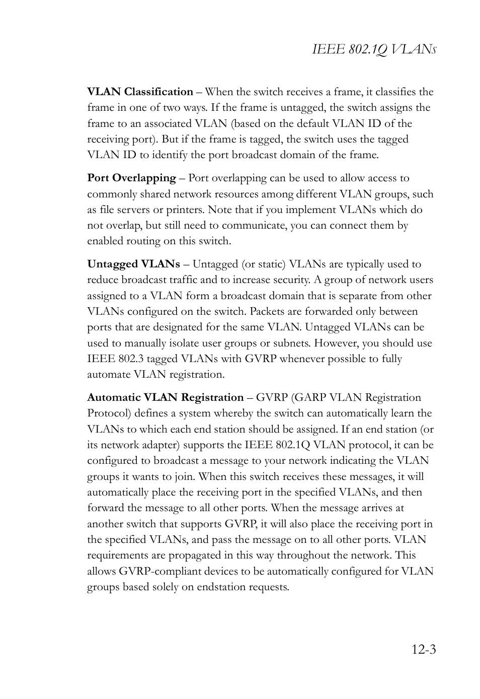 Ieee 802.1q vlan | SMC Networks SMC TigerAccess SMC7824M/FSW User Manual | Page 261 / 748