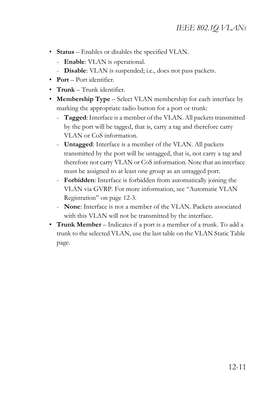 Ieee 802.1q vlan | SMC Networks SMC TigerAccess SMC7824M/FSW User Manual | Page 269 / 748